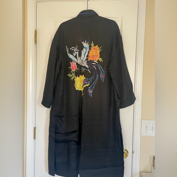NWOT Free People Embroidered Peacock Long Duster Jacket Size XS/S